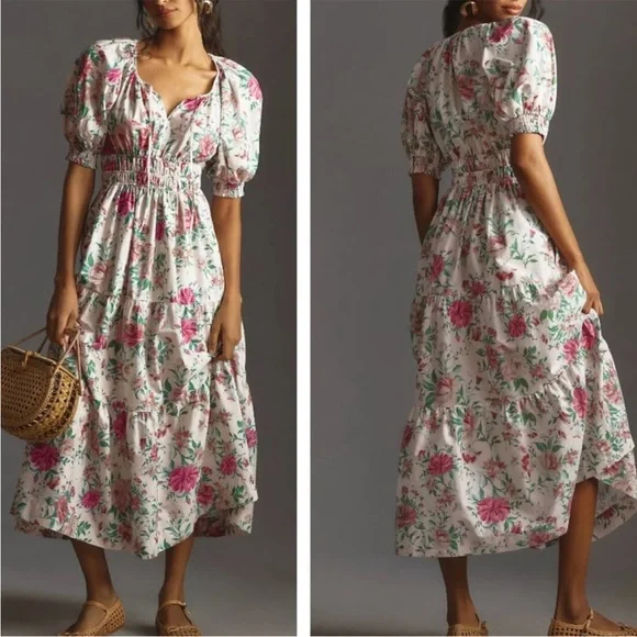 EUC Anthropologie The Somerset Maxi Dress: Puff-Sleeve Edition(size Large) - Picture 2 of 10